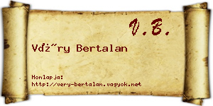 Véry Bertalan névjegykártya